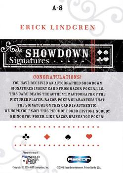 2006 Razor Poker - Showdown Signatures #A-8 Erick Lindgren Back